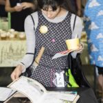 Teen browses open book