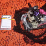 trivia sheet and spooky decor